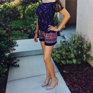 Monteau Off the Shoulder Floral Romper